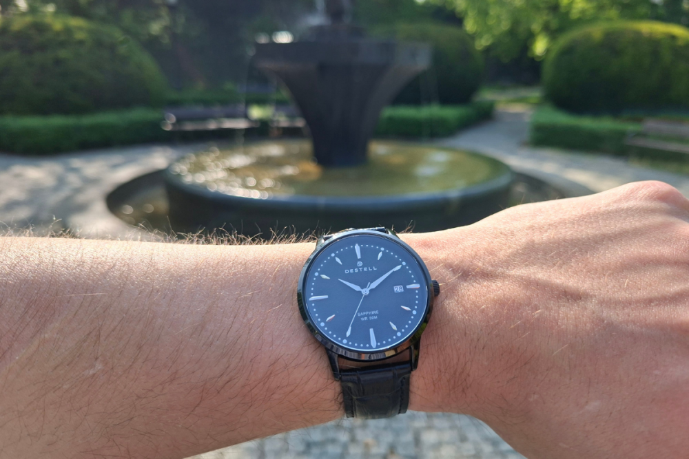 Zegarek męski DESTELL Pictor Full Black Leather Sapphire