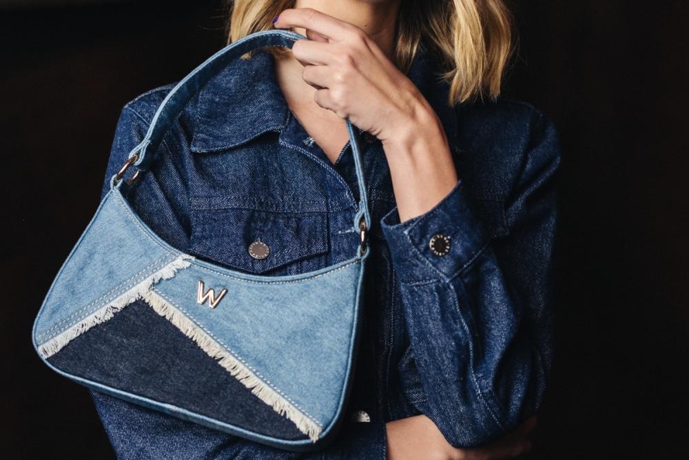Torebka na ramię z apaszką Wolf Mimi Swirl Patchwork Denim