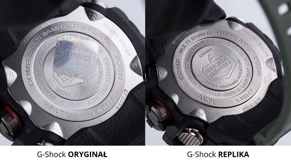 G-Shock GWG-1000-1A3ER oryginał i podróbka dekiel