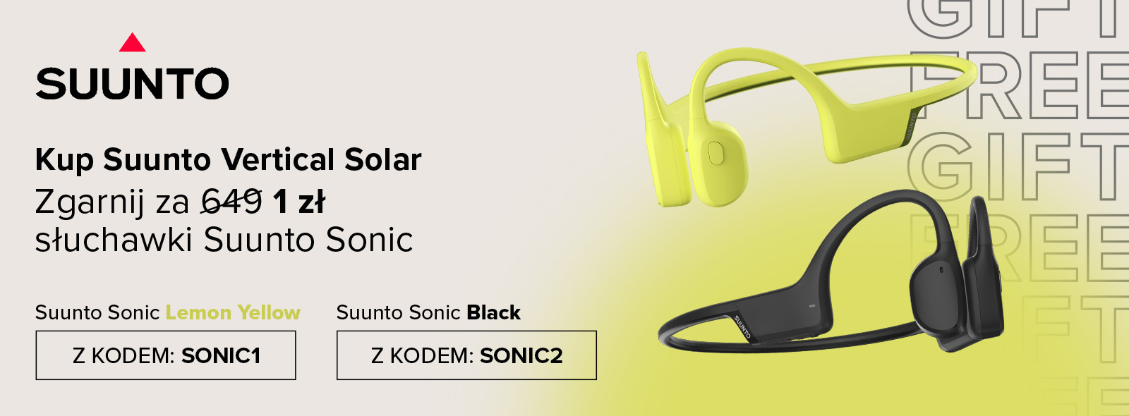 Nie przegap! Słuchawki SUUNTO Sonic za 1 zł przy zakupie zegarka SUUNTO Vertical Solar!