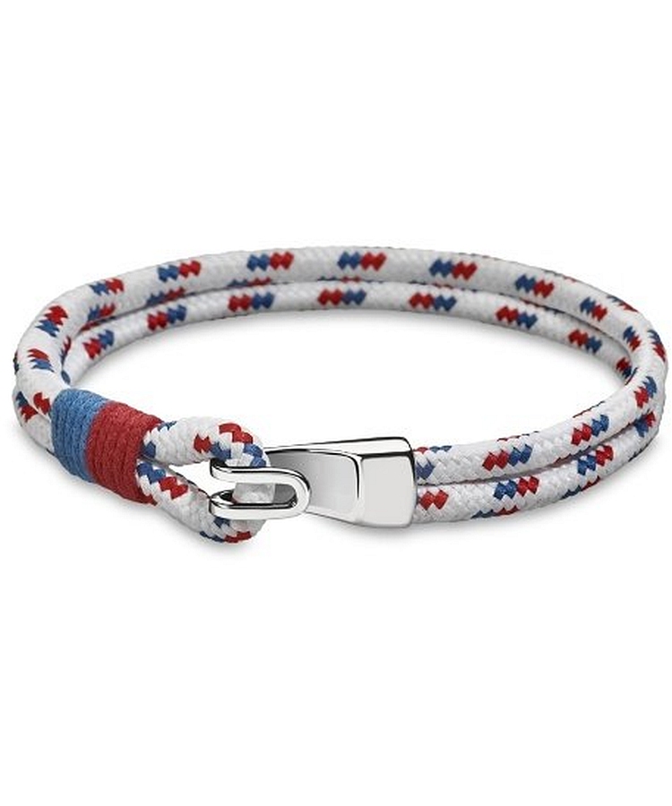 Bracciale Tom Hope in pelle intrecciata marrone Havana con Ancora