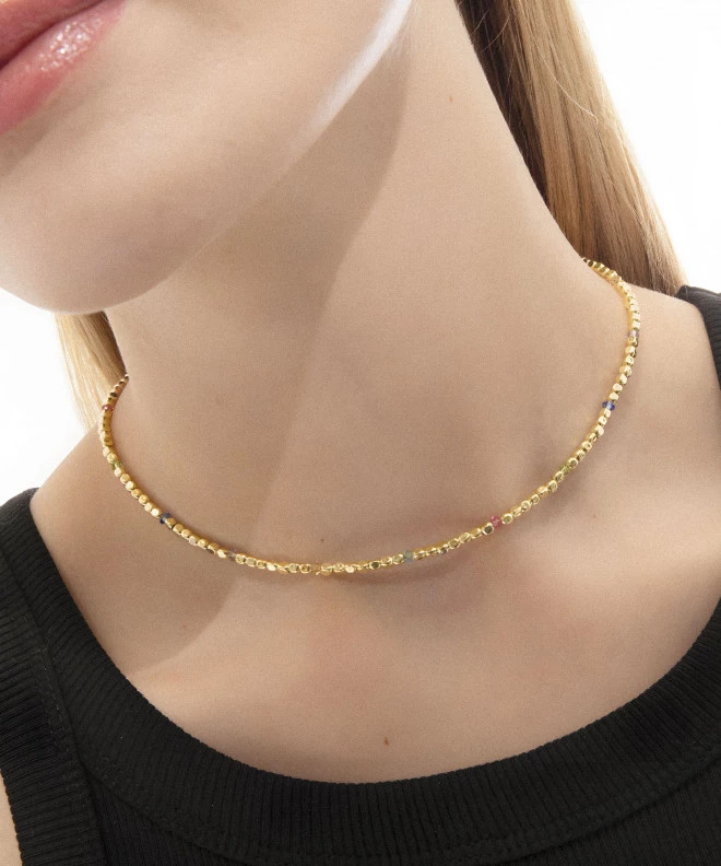 Naszyjnik Victoria Cruz Anya Srebro 925 + Złoto 18K A4494-MDG