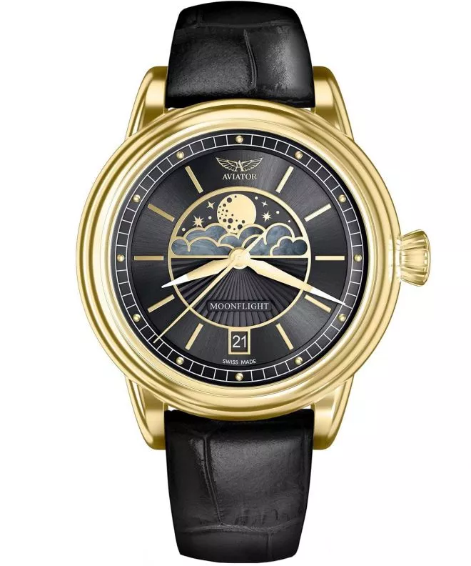 Zegarek damski Aviator Douglas Moonflight Limited Edition + pasek Aviator V.1.33.1.344.5-SET