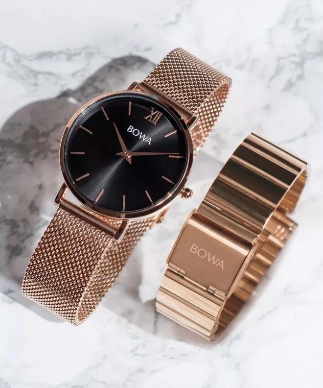 Zegarek damski BOWA London Black Rose-Gold 33 SET LO337-17-167M