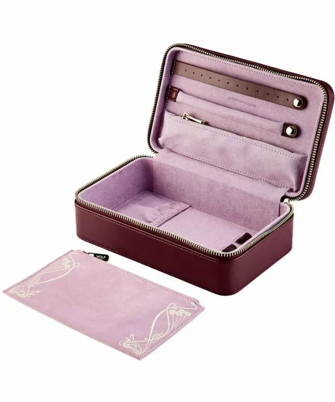 Etui na biżuterię Wolf x Liberty Ianthe Burgundy zamykane na zamek rozmiar M 381227