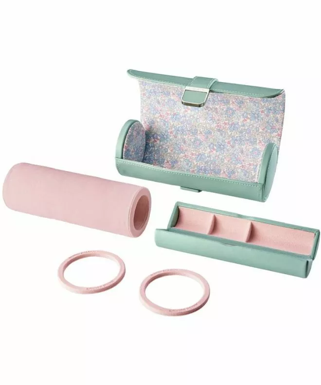 Etui podróżne Wolf x Liberty Julia Interior Print Sage na 3 zegarki z kapsułą na biżuterię 381551