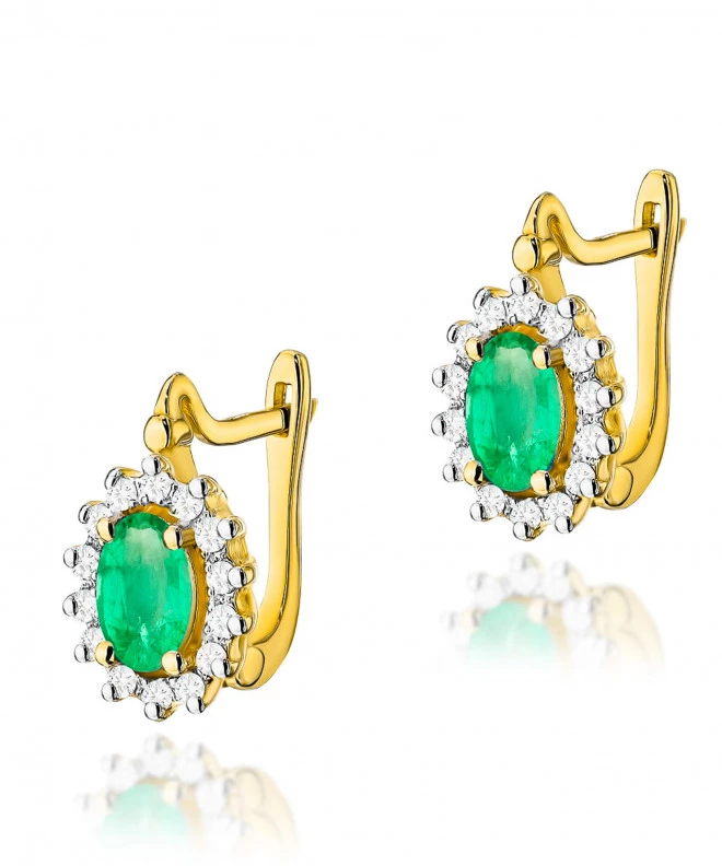 Kolczyki Bonore ze Złota próby 585 ze szmaragdem 0,8 ct 173894