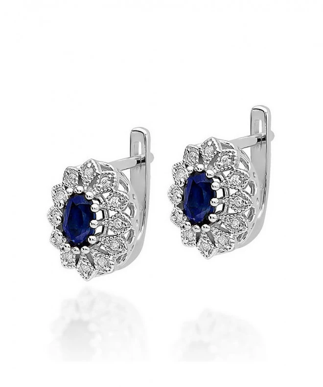 Kolczyki Bonore z białego złota próby 585 z szafirem 0,7 ct 128830