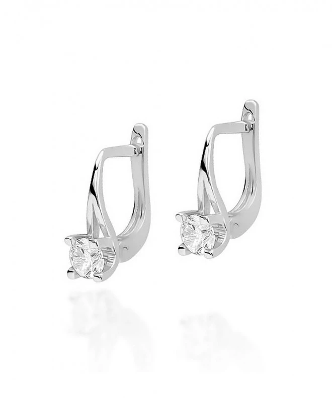 Kolczyki Bonore z białego złota próby 585 z diamentem 0,2 ct 128793