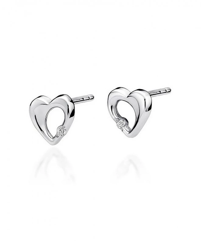 Kolczyki Bonore z białego złota próby 585 z diamentem 0,0086 ct 128728