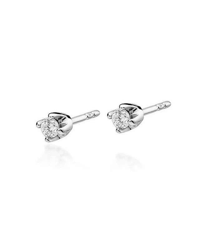 Kolczyki Bonore z białego złota próby 585 z diamentem 0,08 ct 128741