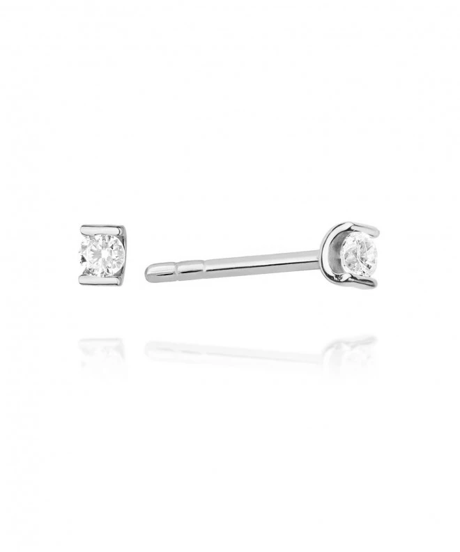 Kolczyki Bonore z białego złota próby 585 z diamentem 0,04 ct 128758