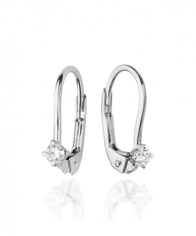 Kolczyki Bonore z białego złota próby 585 z diamentem 0,04 ct 128761