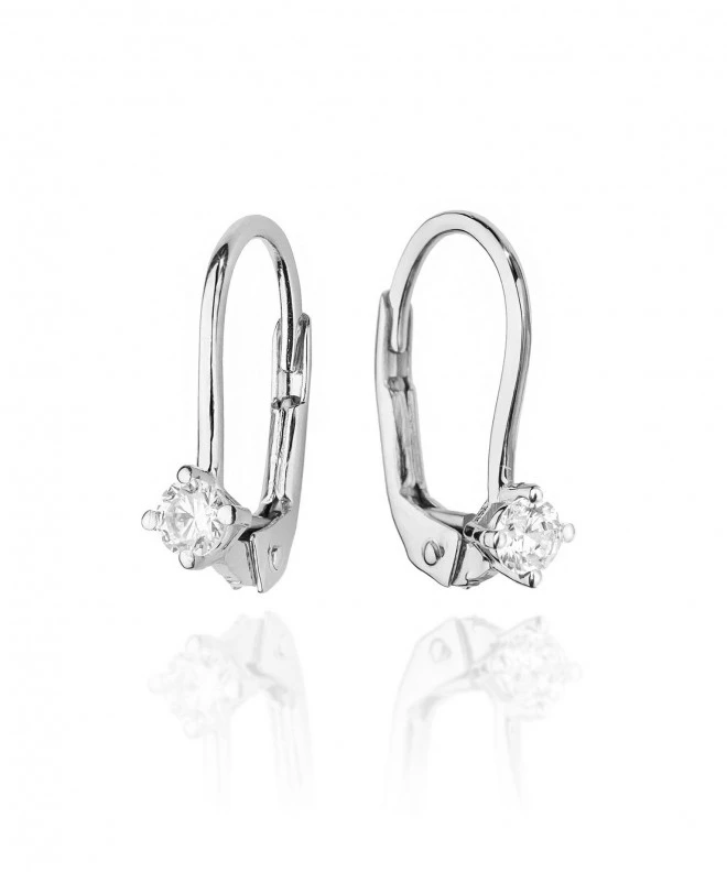 Kolczyki Bonore z białego złota próby 585 z diamentem 0,08 ct 128763