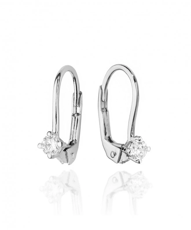 Kolczyki Bonore z białego złota próby 585 z diamentem 0,1 ct 128764