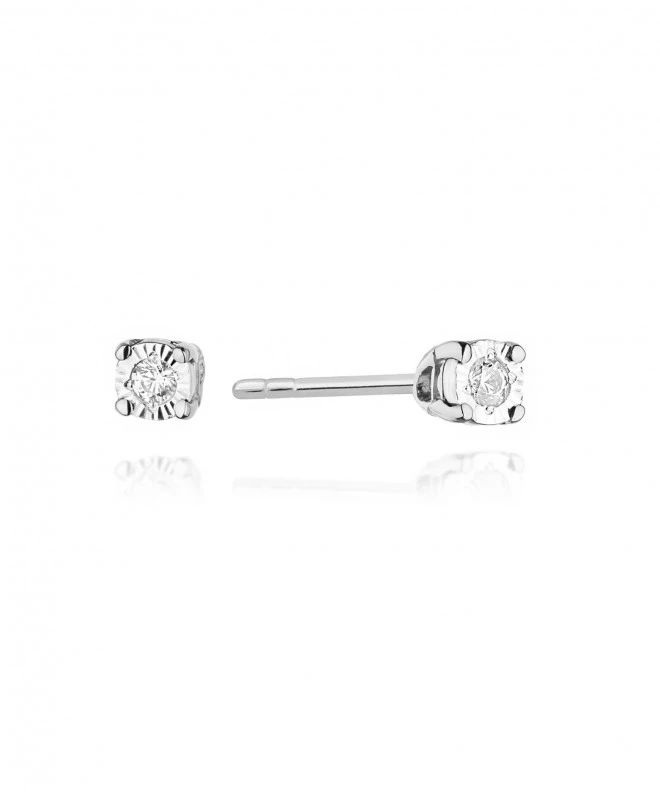 Kolczyki Bonore z białego złota próby 585 z diamentem 0,03 ct 128766