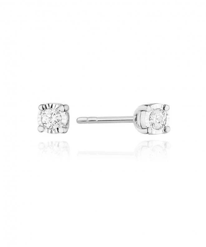Kolczyki Bonore z białego złota próby 585 z diamentem 0,08 ct 128767