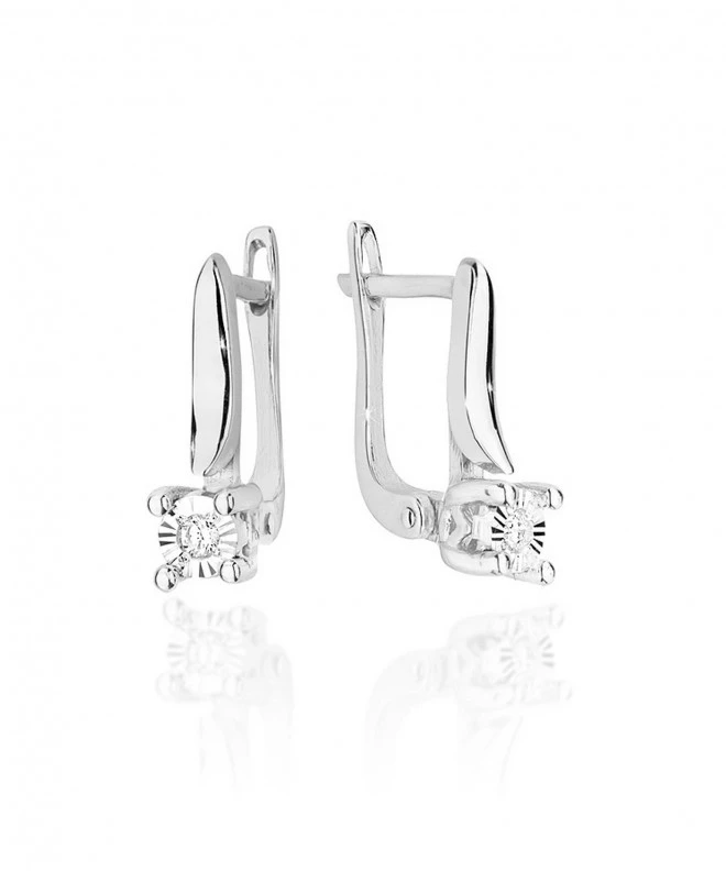 Kolczyki Bonore z białego złota próby 585 z diamentem 0,03 ct 128773