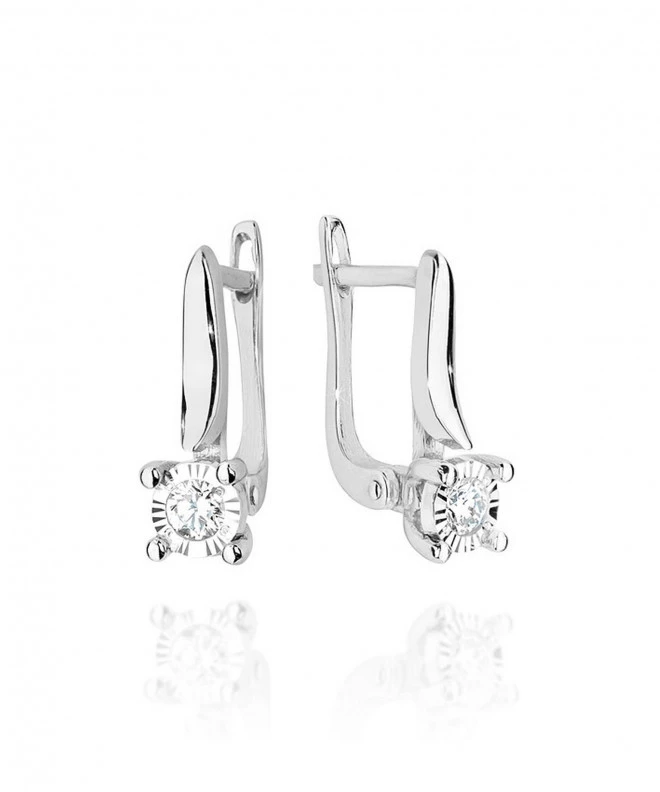 Kolczyki Bonore z białego złota próby 585 z diamentem 0,08 ct 128774