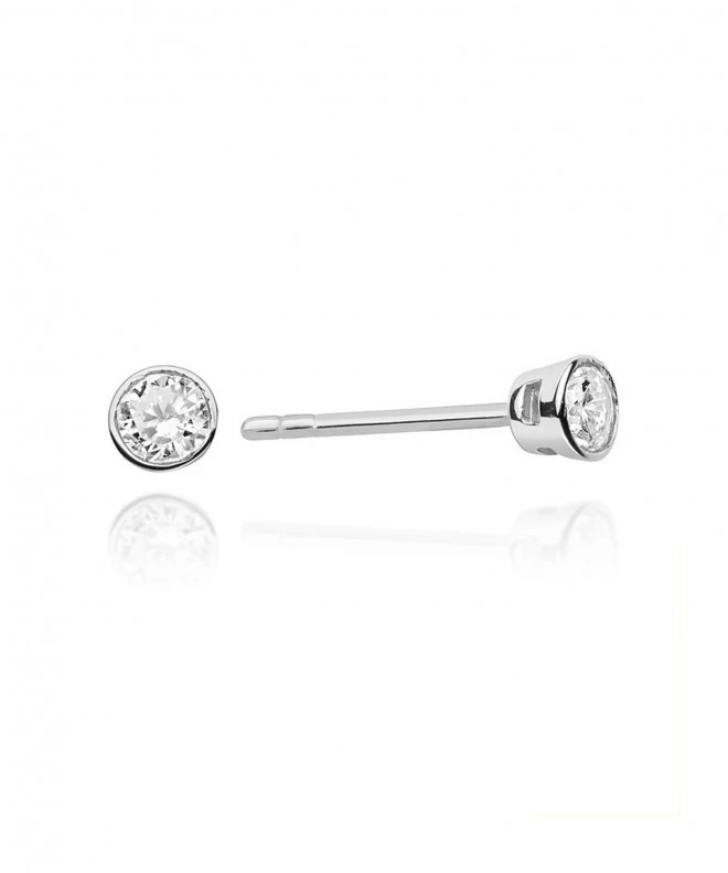 Kolczyki Bonore z białego złota próby 585 z diamentem 0,1 ct 128776