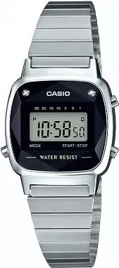 Zegarek damski Casio VINTAGE Midi Black And Silver With Diamond Limited Outlet 2 LA670WEAD-1EF-outlet2