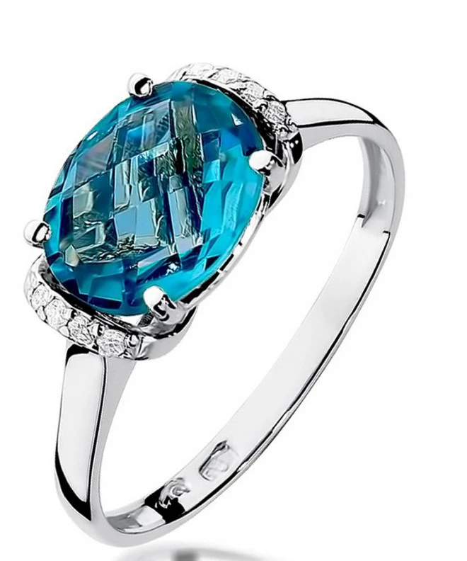 Pierścionek Bonore z białego złota próby 585 z topazem 1,7 ct 127607