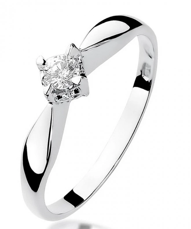 Pierścionek Bonore z białego złota próby 585 z diamentem 0,12 ct 110930