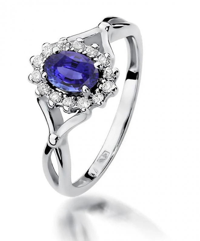 Pierścionek Bonore z białego złota próby 585 z tanzanitem 0,4 ct 125480