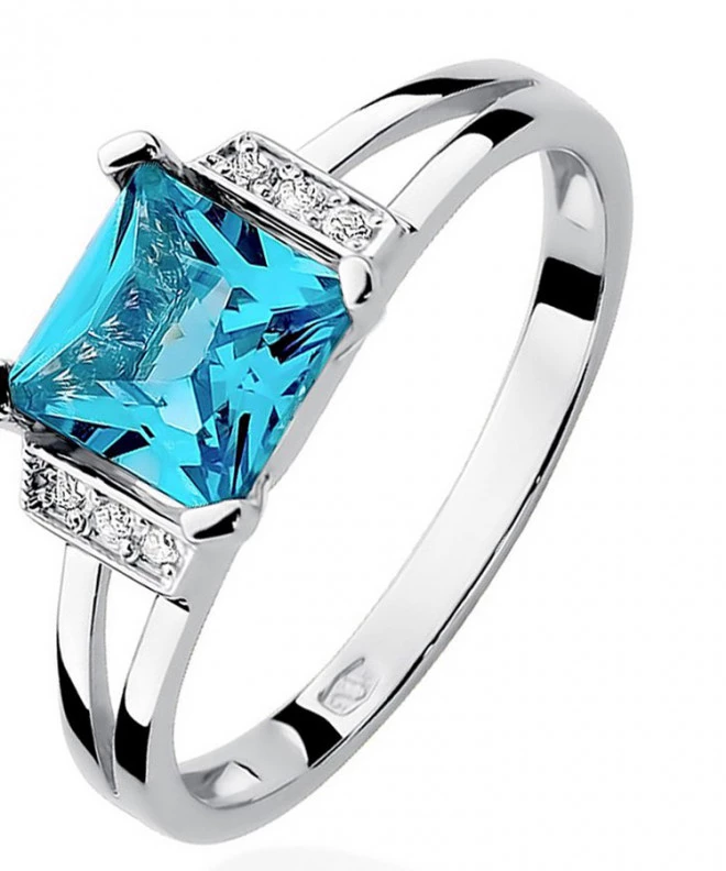 Pierścionek Bonore z białego złota próby 585 z topazem 1,4 ct 127602