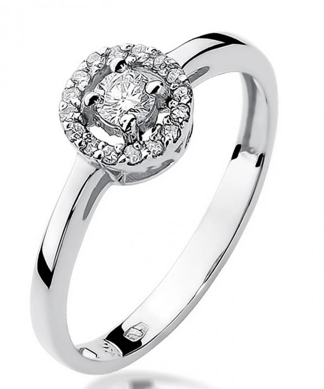 Pierścionek Bonore z białego złota próby 585 z diamentem 0,12 ct 112040