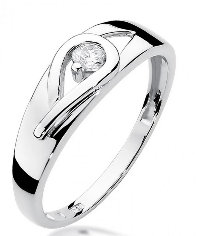 Pierścionek Bonore z białego złota próby 585 z diamentem 0,12 ct 110936