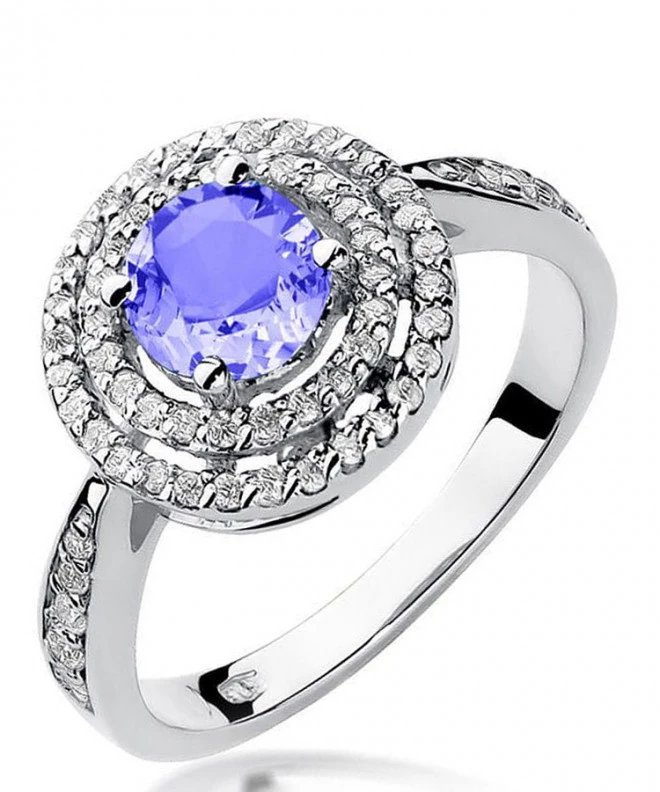 Pierścionek Bonore z białego złota próby 585 z tanzanitem 0,7 ct 126556