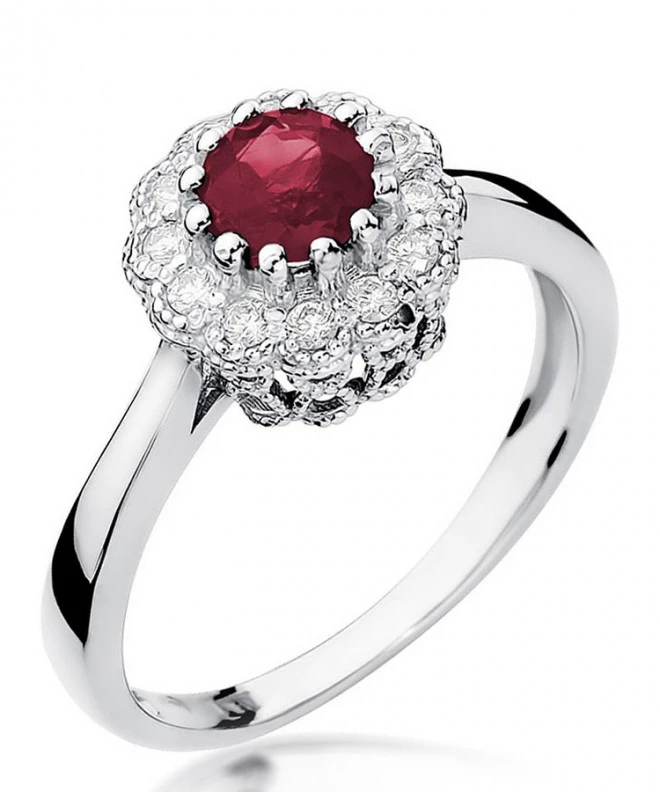 Pierścionek Bonore z białego złota próby 585 z rubinem 0,6 ct 121368
