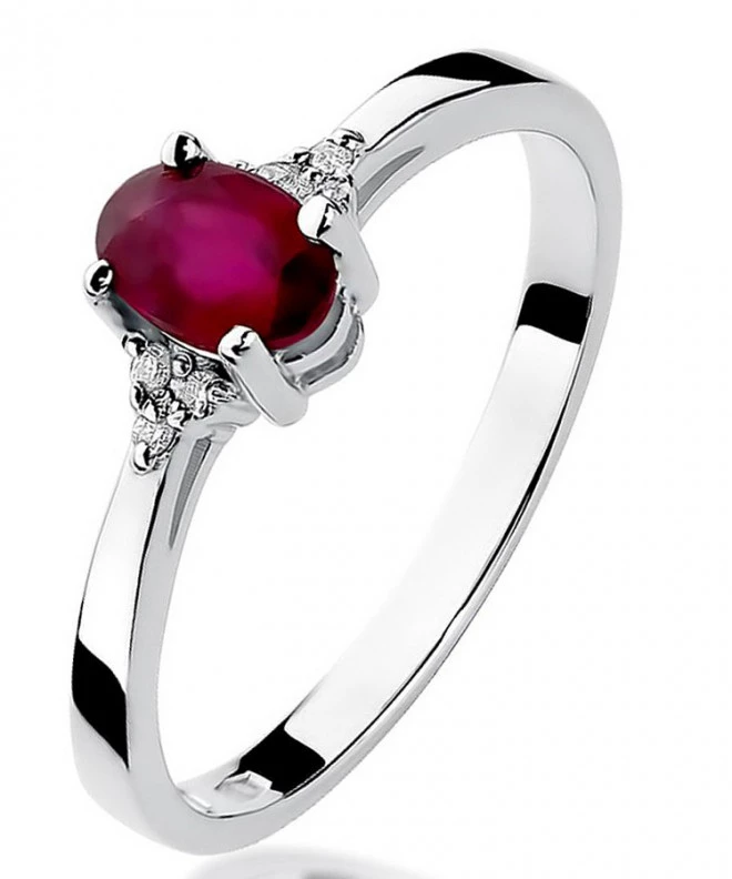 Pierścionek Bonore z białego złota próby 585 z rubinem 0,6 ct 121369