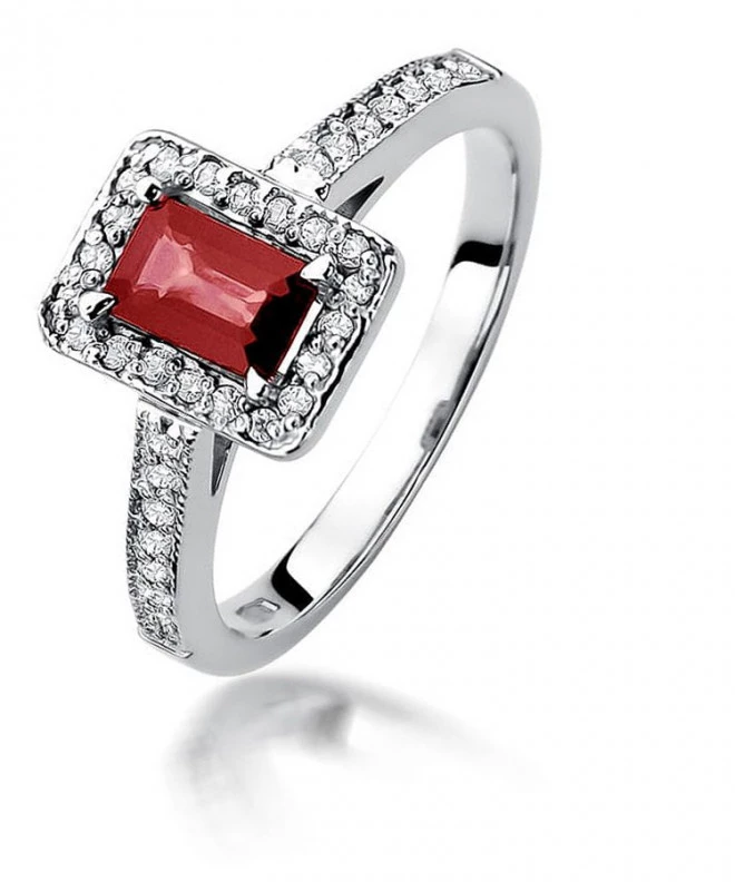 Pierścionek Bonore z białego złota próby 585 z rubinem 0,8 ct 122374