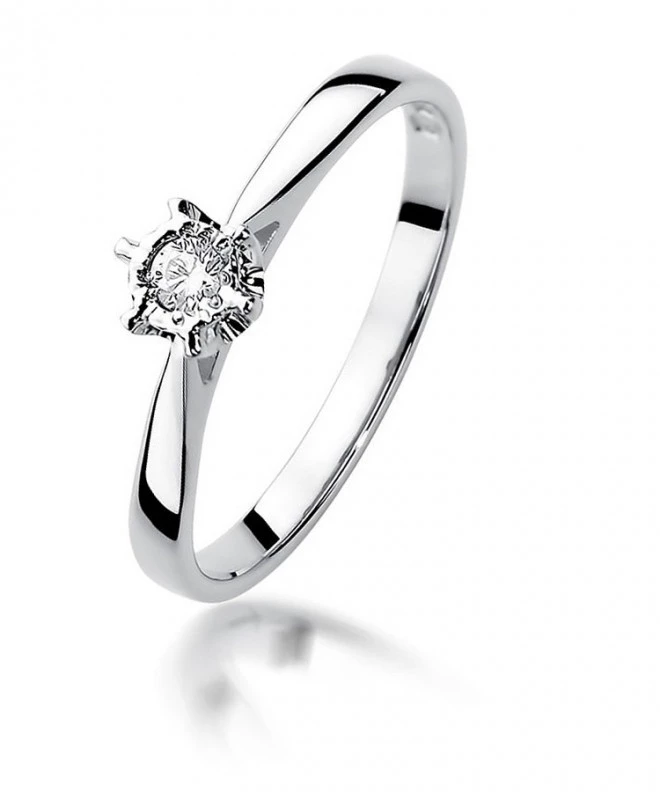 Pierścionek Bonore z białego złota próby 585 z diamentem 0,05 ct 107833