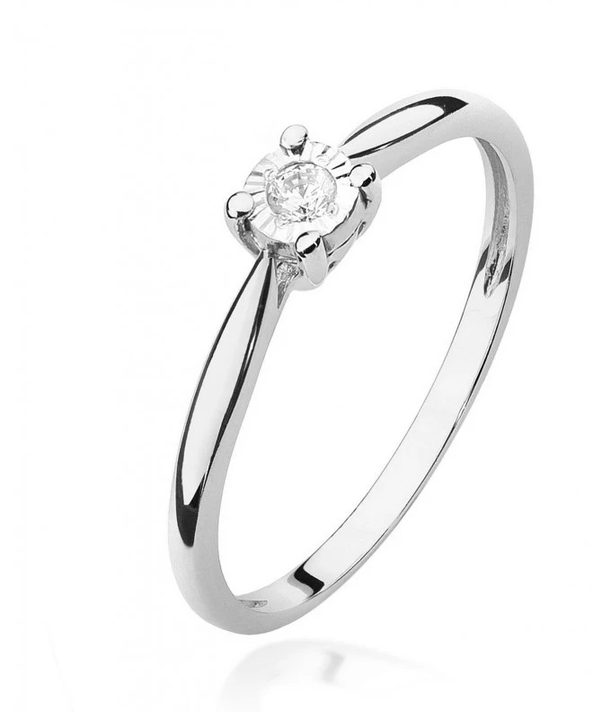 Pierścionek Bonore z białego złota próby 585 z diamentem 0,08 ct 110912