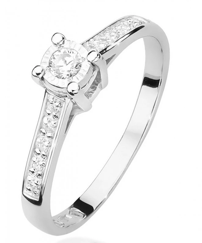 Pierścionek Bonore z białego złota próby 585 z diamentem 0,08 ct 112031