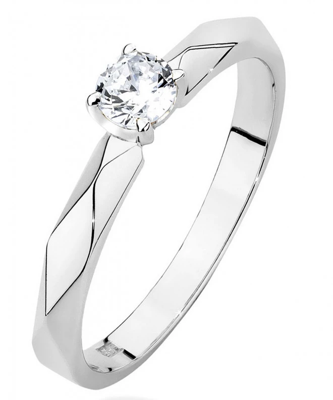 Pierścionek Bonore z białego złota próby 585 z diamentem 0,2 ct 113055