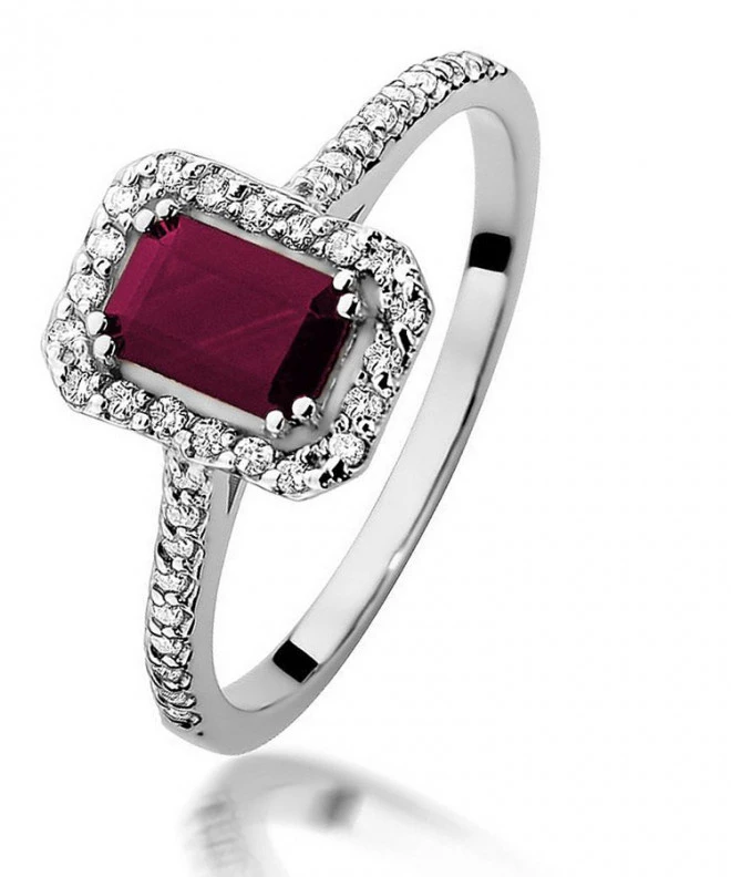 Pierścionek Bonore z białego złota próby 585 z rubinem 0,8 ct 122370