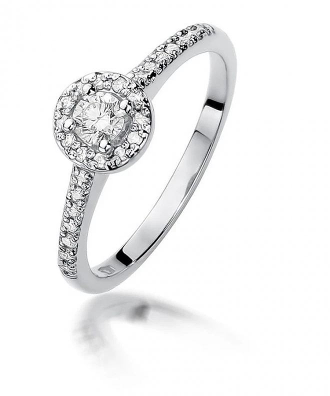 Pierścionek Bonore z białego złota próby 585 z diamentem 0,15 ct 115121