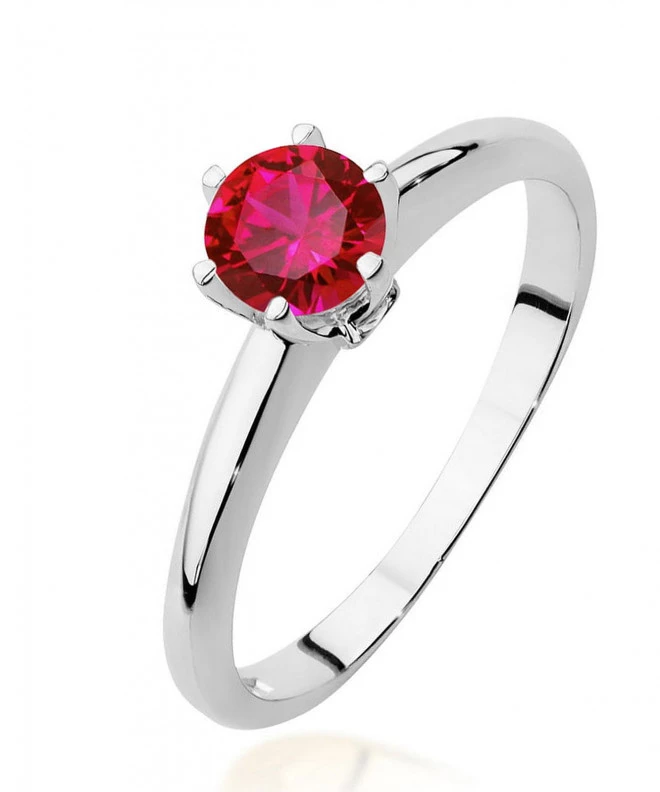 Pierścionek Bonore z białego złota próby 585 z rubinem 0,6 ct 122382