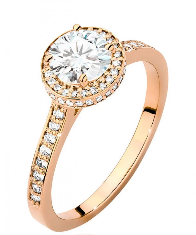 Pierścionek Bonore z różowego złota próby 585 z diamentem 0,7 ct 103739