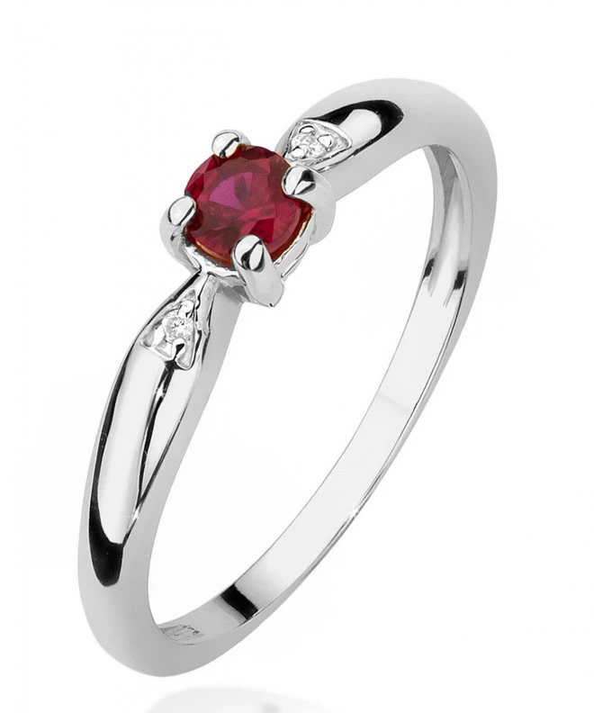 Pierścionek Bonore z białego złota próby 585 z rubinem 0,15 ct 120340