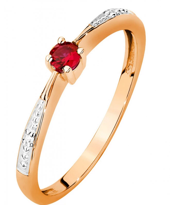 Pierścionek Bonore z różowego złota próby 585 z rubinem 0,15 ct 104780
