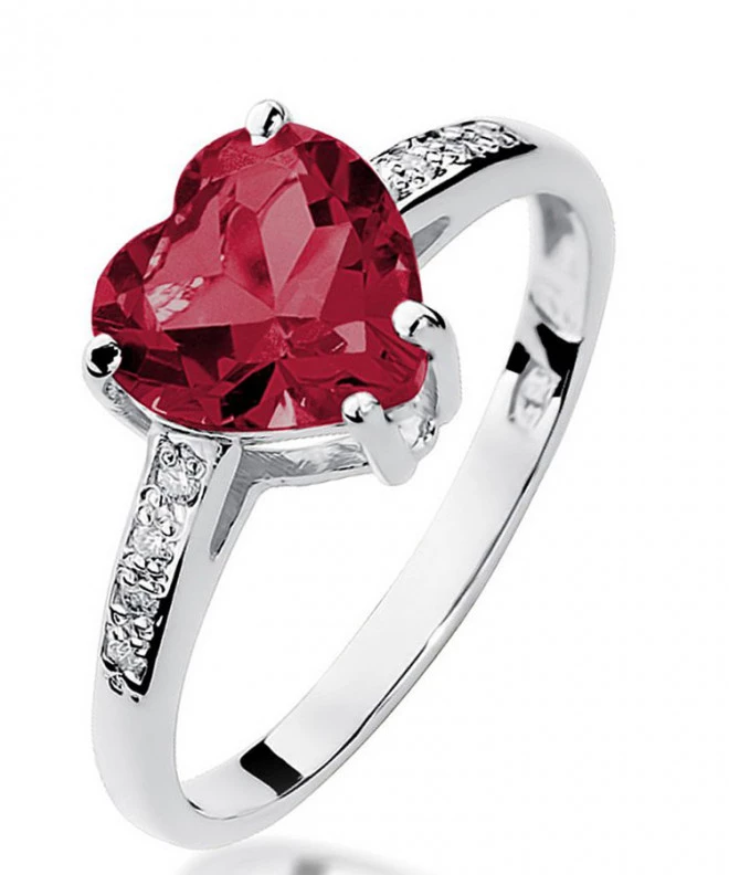 Pierścionek Bonore z białego złota próby 585 z rubinem 1,7 ct 121342