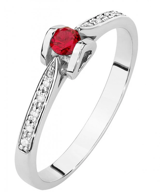 Pierścionek Bonore z białego złota próby 585 z rubinem 0,15 ct 120344