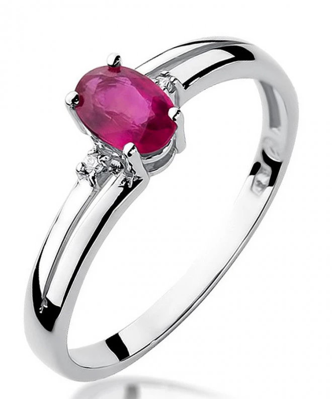 Pierścionek Bonore z białego złota próby 585 z rubinem 0,6 ct 121347