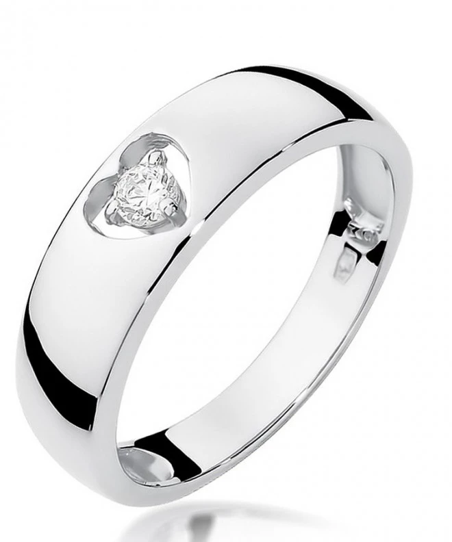 Pierścionek Bonore z białego złota próby 585 z diamentem 0,1 ct 107859