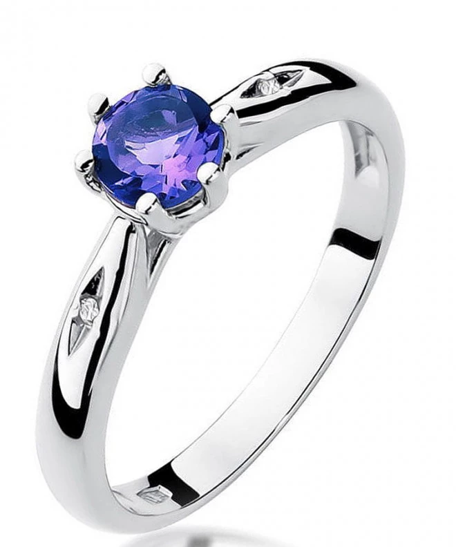 Pierścionek Bonore z białego złota próby 585 z tanzanitem 0,5 ct 125473